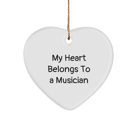 Image of Musician Heart Ornament - My Heart Belongs To A Musician Funny Gift for Christmas - Image 1
