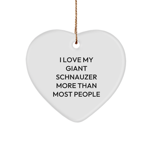 I Love Giants, Gifts for Giant Schnauzer Dog Parents, Heart Ornament for Christmas - Image 1