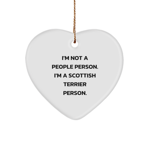 Scottish Terrier Dog Heart Ornament, I'm Not A People Person. I'm A Scottish Terrier Person., Funny Scottish Terrier Gifts from Friends for Family - Image 1