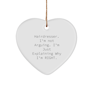 Funny Hairdresser Christmas Unique Gifts from Men to Women Friends Coworkers Family Heart Ornament - Image 1