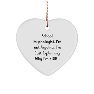 Gifts from Friends for School Psychologist, Heart Ornament with Funny Quote, Christmas Unique Gifts - Image 1