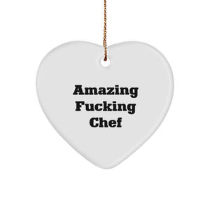 Funny Chef Gifts for Him from Amazing Chef Lover, Inspirational Chef Quote Heart Ornament, Christmas Unique Gifts for Chef - Image 1