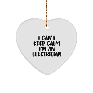 Electrician's Delight, I Can't Keep Calm I'm An Electrician Heart Ornament for Men, Funny Electrician Gifts, Christmas Unique Gifts for Electrician, Heart Ornament, Gifts from Men to Men - Image 1