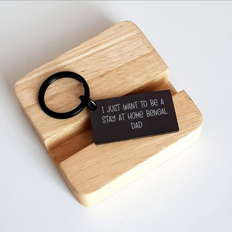Image of Bengal Cat Dad Gifts from Men for Father's Day - Keychain with 'I Just Want To Be A Stay At Home Bengal Dad' Quote - Unique Stainless Steel Keychain - Image 2