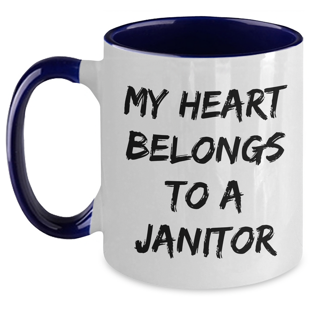 Funny Janitor Gifts from Friends for Him, My Heart Belongs To A Janitor, Two Tone Coffee Mug for Father's Day - Main