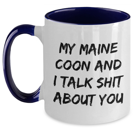 Image of Maine Coon Cat Lovers Gifts from Mom for Mother's Day - Funny Two Tone Coffee Mug - Main