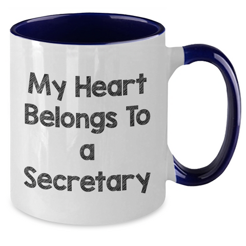 Image of Secretary Gifts Funny Two Tone Coffee Mugs My Heart Belongs To A Secretary Gifts from Friends and Family for Secretary Graduation Unique - Additional
