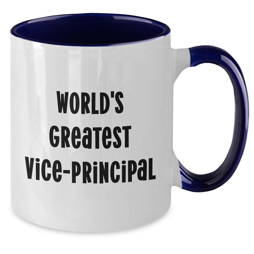 Funny Vice-Principal Gifts from Friends - 'World's Greatest Vice-Principal' Two Tone Coffee Mug for Father's Day - Additional