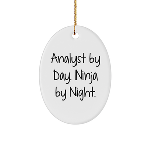 Analyst By Day Ninja By Night Oval Ornament Gifts for Men Friends Family Festive Christmas Decor - Image 1
