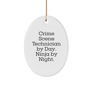 Crime Scene Technician Gifts, Funny Oval Ornament, Gifts from Women to Crime Scene Technician Friends, Christmas Unique Gifts - Image 1