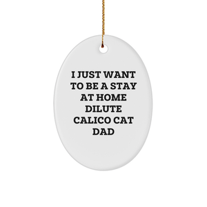 Dilute Calico Cat Dad Gifts, I Just Want To Be A Stay At Home Dilute Calico Cat Dad, Oval Ornament, Funny Quote, Christmas Unique Gifts from Dad to Family - Image 1