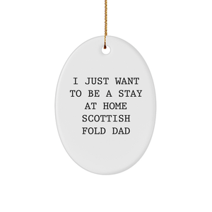 I Just Want To Be A Stay At Home Scottish Fold Dad Gifts for Scottish Fold Cat Lovers Oval Ornament, Funny Christmas Unique Gifts from Mom, Christmas Unique Gifts for Scottish Fold Cat Enthusiasts - Image 1