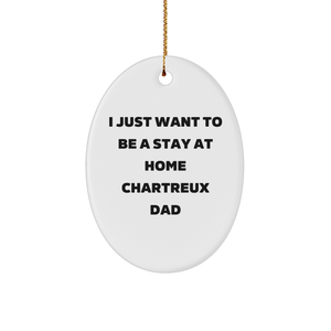 Funny Chartreux Cat Gifts for Friends from - I Just Want To Be A Stay At Home Dad Oval Ornament - Image 1