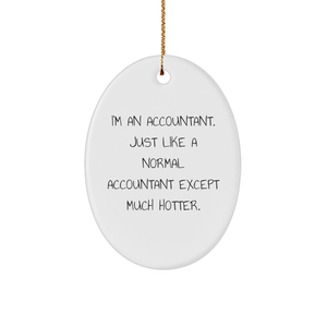 Hot and Accountant Gifts for Christmas - 'I'm An Accountant. Just Like A Normal Accountant Except Much Hotter.' Oval Ornament for Family, Friends, Coworkers - Image 1