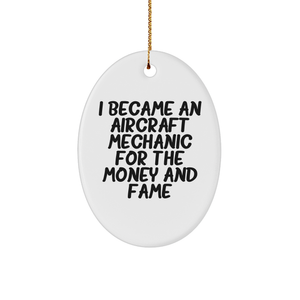 Aircraft Mechanic Gifts for Christmas - Oval Ornament for Men Women Friends Family Quotes - Image 1