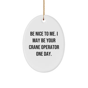 Be Nice to Me Gifts from Friends for Crane Operator, Oval Ornament Quote, Crane Operator Gifts, Christmas Unique Gifts - Image 1
