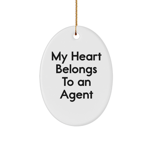 Agent Oval Ornament - My Heart Belongs To An Agent, A Funny Gift for Agent Lovers on Christmas - Image 1