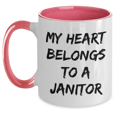 Image of Funny Janitor Gifts from Friends for Him, My Heart Belongs To A Janitor, Two Tone Coffee Mug for Father's Day - Main