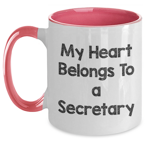 Image of Secretary Gifts Funny Two Tone Coffee Mugs My Heart Belongs To A Secretary Gifts from Friends and Family for Secretary Graduation Unique - Main