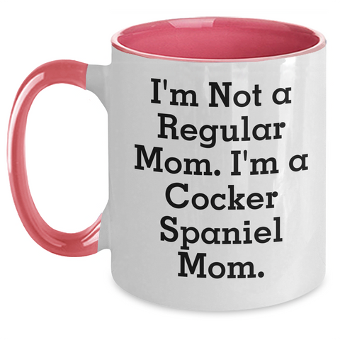 Image of Cocker Spaniel Mom Funny Two Tone Coffee Mug Gifts from Friends and Family for Dad Father's Day - Main