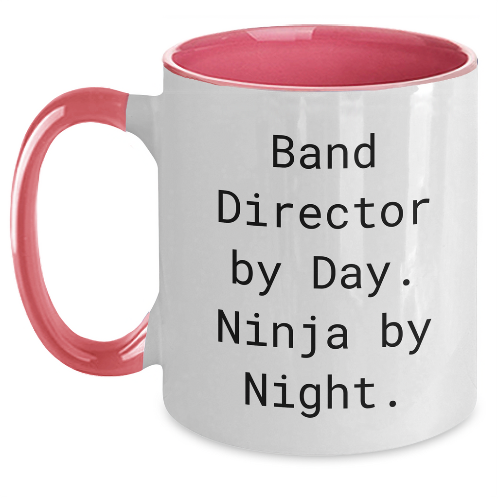 Funny Band Director Gifts from Men - Band Director By Day, Ninja By Night. Two Tone Coffee Mug for Father's Day - Main