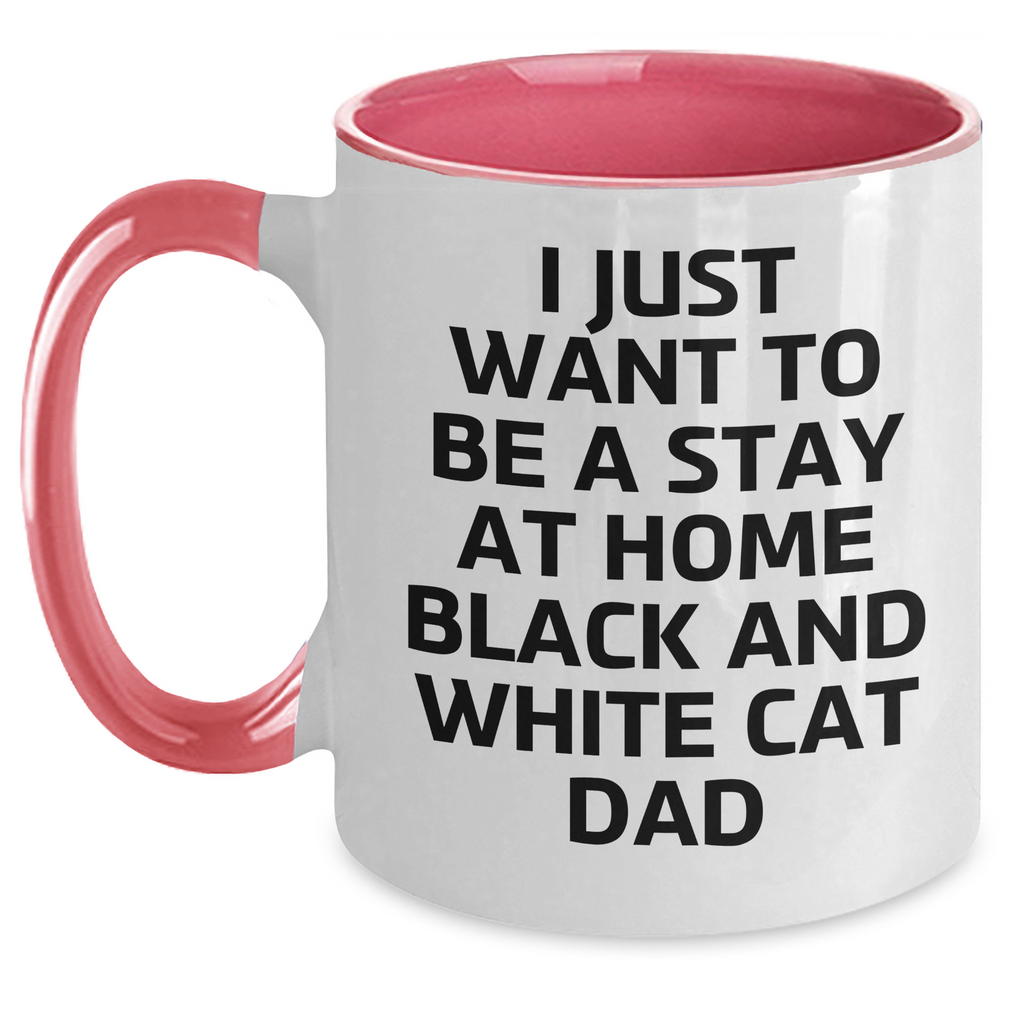 Funny Black and White Cat Dad Humor Gifts from Men to Friends on Father's Day - Two Tone Coffee Mug - Main