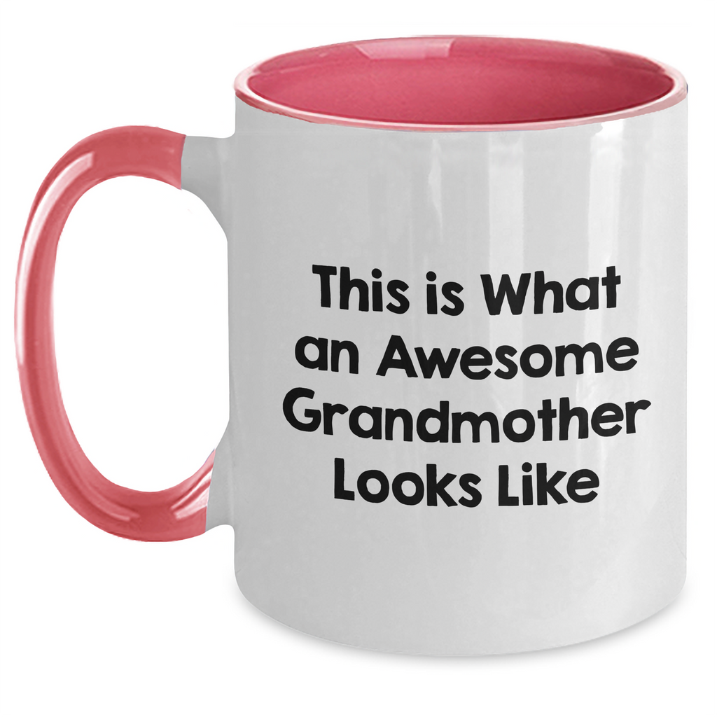 Funny Grandmother Gifts from Family - Two Tone Coffee Mug, 'This Is What An Awesome Grandmother Looks Like' Quote for Dad's Special Day, Unique Gifts for Grandma - Main