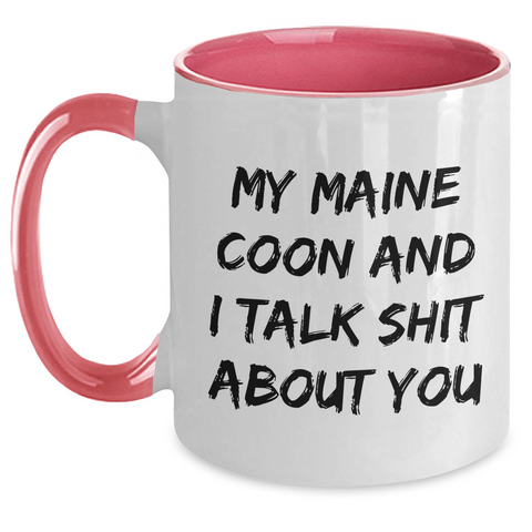 Image of Maine Coon Cat Lovers Gifts from Mom for Mother's Day - Funny Two Tone Coffee Mug - Main