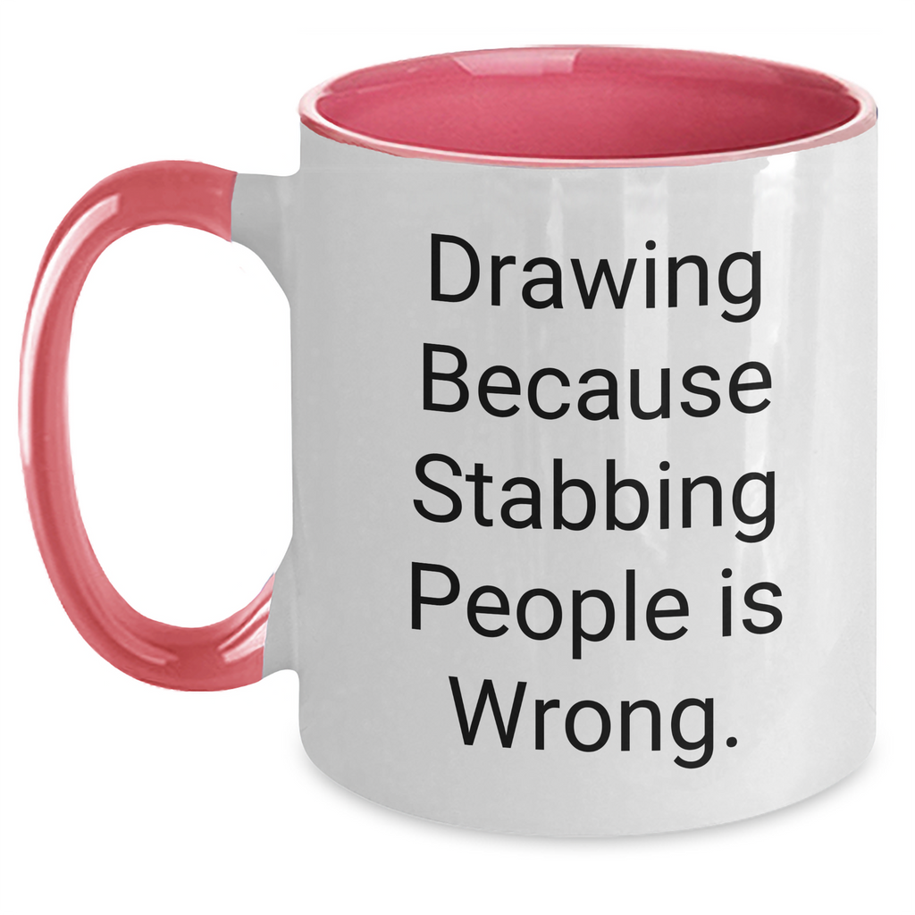 Funny Drawing Enthusiasts Gifts from Men to Friends Two Tone Coffee Mug, Black and White, Red and White, Navy and White, Pink and White, Unique Father's Day Presents - Main