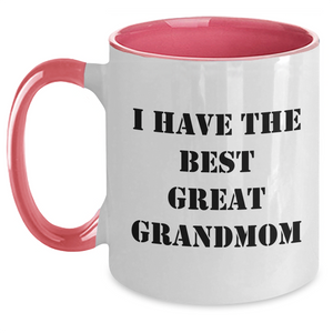 Funny Grandmom Gifts, I Have The Best Great Grandmom, Two Tone Coffee Mug for Mother's Day, Gifts from Family