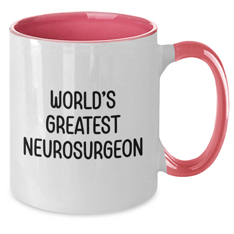 Image of Funny Neurosurgeon Gifts from Men, Gifts for Neurosurgeon Dad on Father's Day - World's Greatest Two Tone Coffee Mug, Black and White, Red and White, Navy and White, or Pink and White Options - Additional