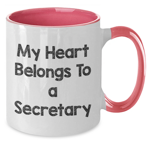Image of Secretary Gifts Funny Two Tone Coffee Mugs My Heart Belongs To A Secretary Gifts from Friends and Family for Secretary Graduation Unique - Additional
