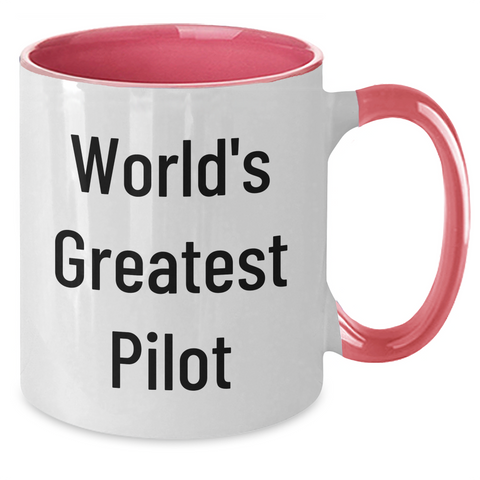 Image of Funny World's Greatest Pilot Two Tone Coffee Mug Gifts from Men to Pilot Friends on Father's Day - Additional