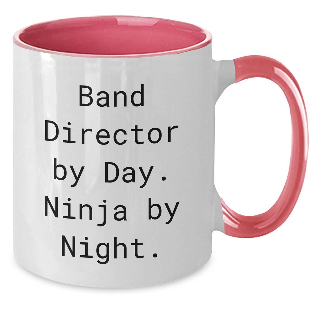 Funny Band Director Gifts from Men - Band Director By Day, Ninja By Night. Two Tone Coffee Mug for Father's Day - Additional