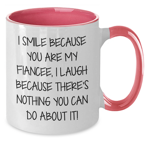 Image of Funny Fiancee Gifts from Friends to Fiancee, I Smile Because You Are My Fiancee - Two Tone Coffee Mug for Father's Day - Additional