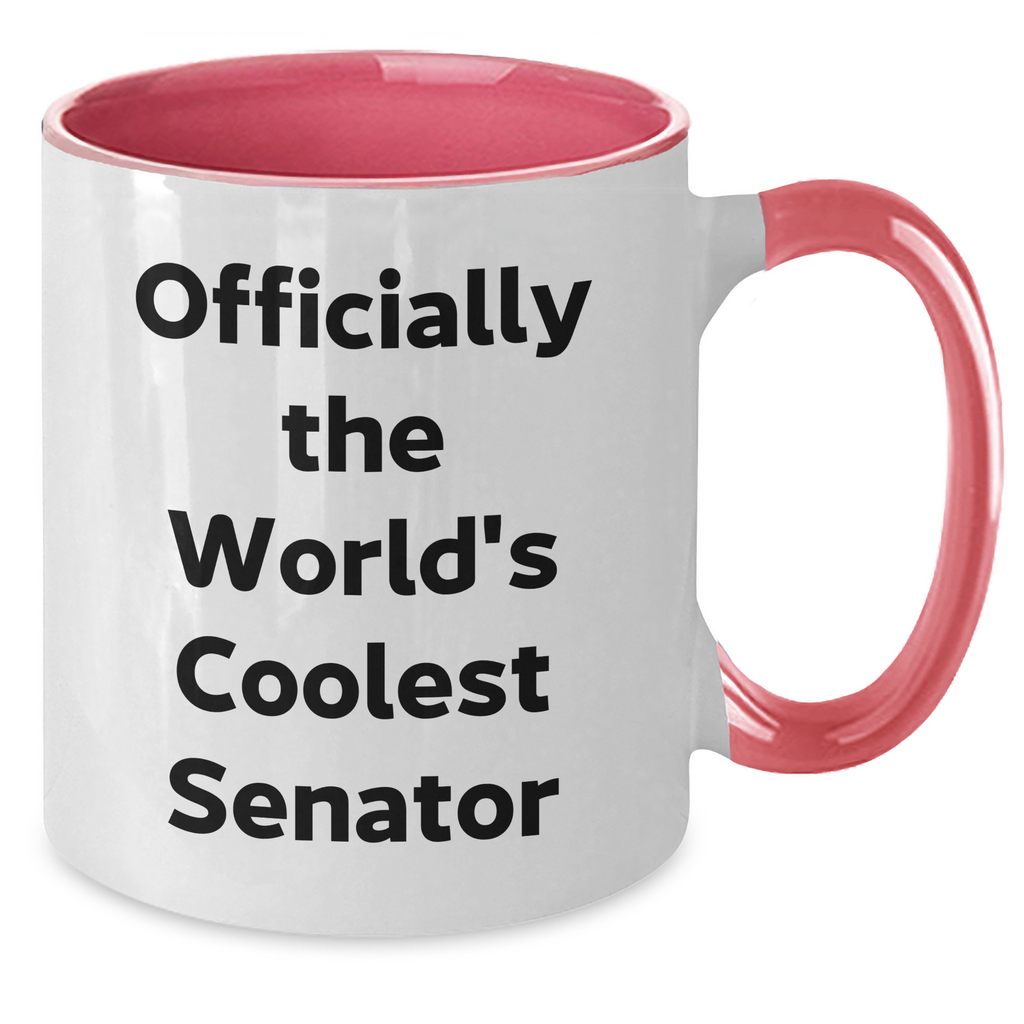 Senator Gifts, Funny Two Tone Coffee Mug, 'Officially The World's Coolest Senator', Graduation Unique Gifts from Friends to Senator - Additional