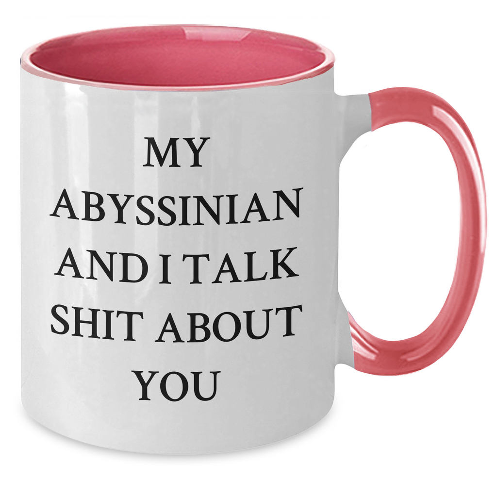 Abyssinian Cat Lovers Funny Gifts for Mom on Mother's Day - My Abyssinian And I Talk Shit About You, Two Tone Coffee Mug, Gifts from Men to Women, Family, Friends, Coworkers - Additional