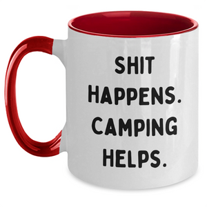 Camping Humor Two Tone Coffee Mugs, Funny Gifts for Dad, Camping Enthusiasts, and Outdoor Lovers - Gifts from Men, Gifts for Camping