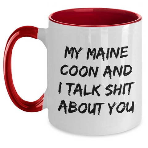Image of Maine Coon Cat Lovers Gifts from Mom for Mother's Day - Funny Two Tone Coffee Mug - Main