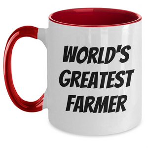 Funny Farmer Gifts from Men to World's Greatest Farmer on Mother's Day - Two Tone Coffee Mug