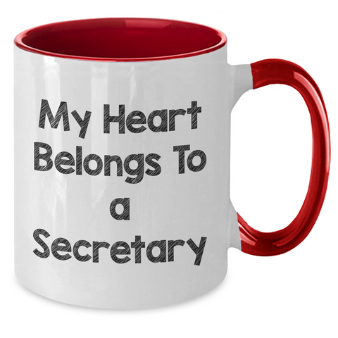 Image of Secretary Gifts Funny Two Tone Coffee Mugs My Heart Belongs To A Secretary Gifts from Friends and Family for Secretary Graduation Unique - Additional