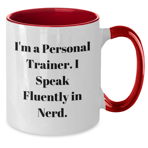 Image of Funny Personal Trainer Quotes Gifts from Men to Men for Father's Day Unique Two Tone Coffee Mugs - Additional