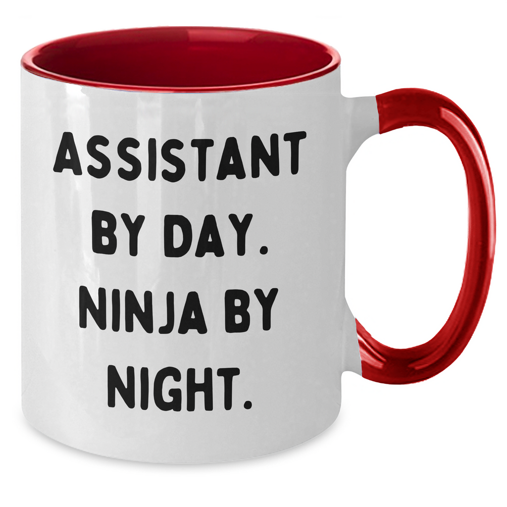 Funny Assistant Gifts - Two Tone Coffee Mug for Men, Women, or Friends, 'Assistant By Day. Ninja By Night.' Quote, Father's Day Unique Gifts for Loved Ones - Additional