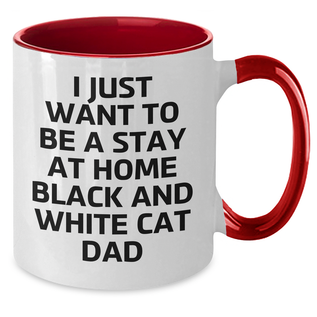 Funny Black and White Cat Dad Humor Gifts from Men to Friends on Father's Day - Two Tone Coffee Mug - Additional