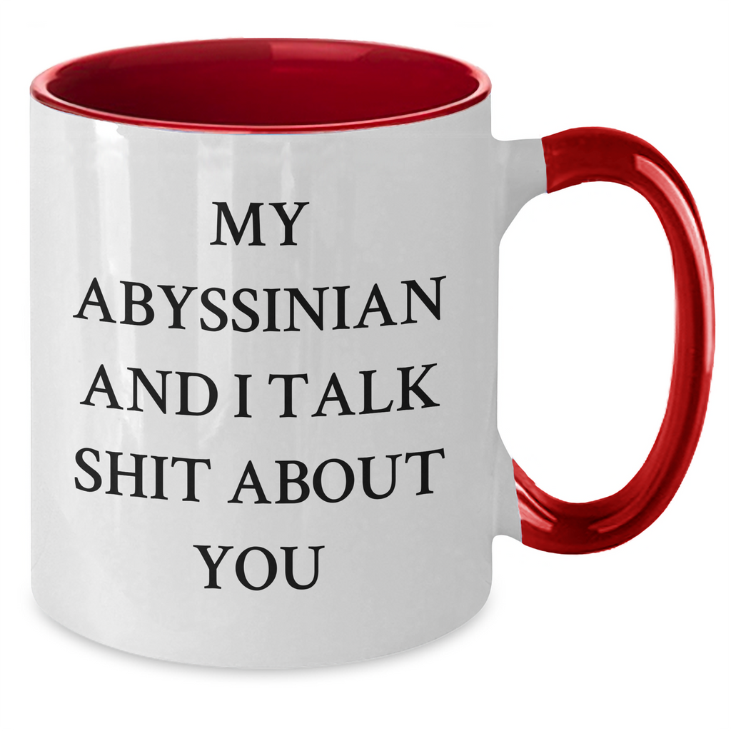 Abyssinian Cat Lovers Funny Gifts for Mom on Mother's Day - My Abyssinian And I Talk Shit About You, Two Tone Coffee Mug, Gifts from Men to Women, Family, Friends, Coworkers - Additional