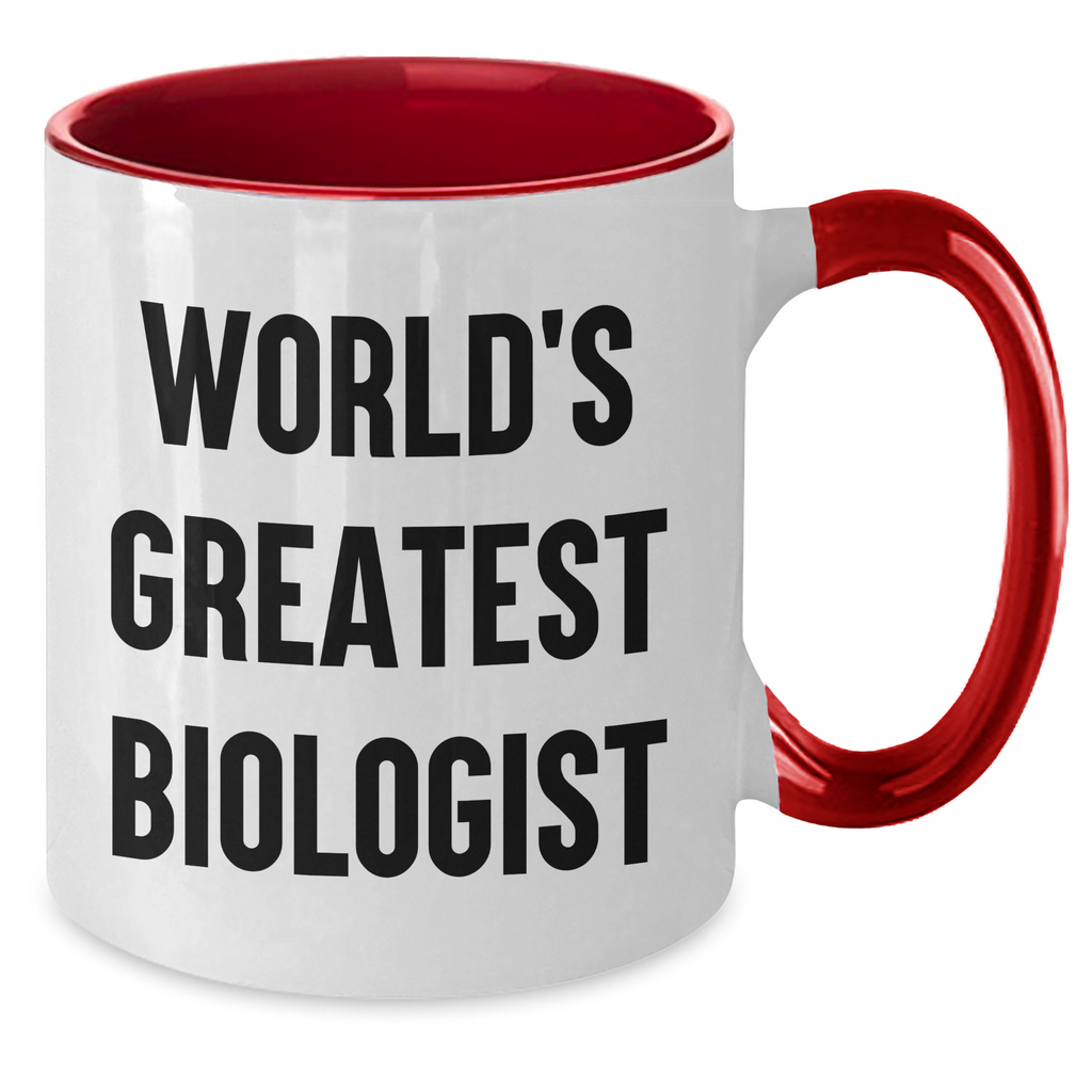 Funny World's Greatest Biologist Gifts for Him from Friends, Unique Two Tone Coffee Mug for Graduation - Additional
