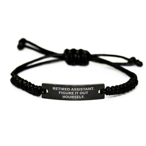 Funny Retirement Assistant Gifts from Friends - Adjustable Black Rope Bracelet for Men, Women, Coworkers, Father's Day Unique Gifts - Image 1