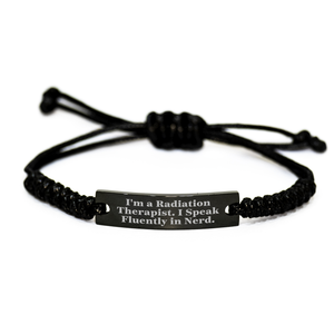 Funny Radiation Therapist Gifts - 'I'm A Radiation Therapist. I Speak Fluently In genius.' Rope Bracelet for Radiation Therapist Friends, Coworkers, or Family on Father's Day - Image 1