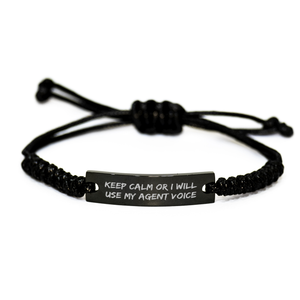 Agent Rope Bracelet, Funny Quote Keep Calm Or I Will Use My Agent Voice, Father's Day Unique Gifts from Men to Agent - Image 1