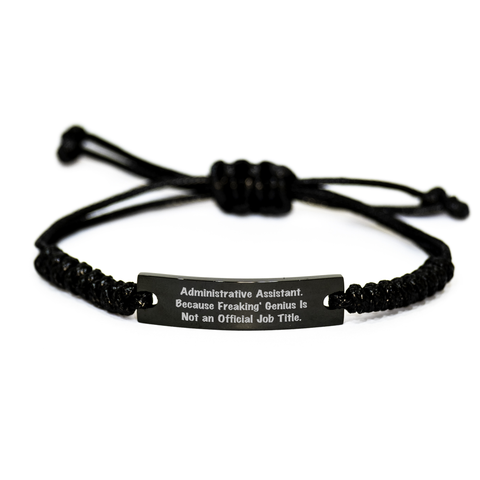 Image of Gifts from Coworkers, Administrative Assistant Gifts, Funny Quote Rope Bracelet, Adjustable Black Stainless Steel Rope, Perfect for Father's Day or Office Celebrations - Image 1
